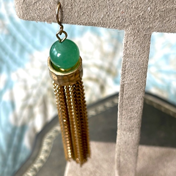 Pair of rosé quartz and green jade pierced earrings two different semi precious - Picture 8 of 14